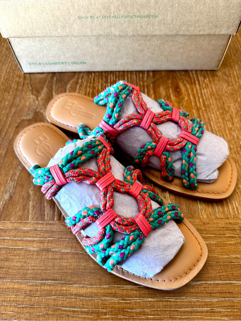 NIB BC Footwear Read My Mind multicolor rope sandals 8 - Picture 4 of 13
